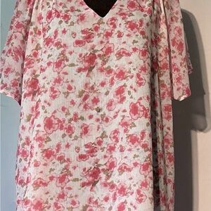 Chic Floral Pink and Cream Blouse